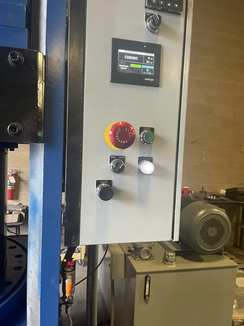 Press controller mid-cycle: CURING, four minutes to go